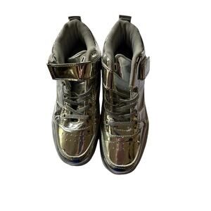 Girl's IGXX Silver High Top Shoes with Belt Strap Enclosure